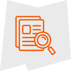 Icon with magnifying glass and documents